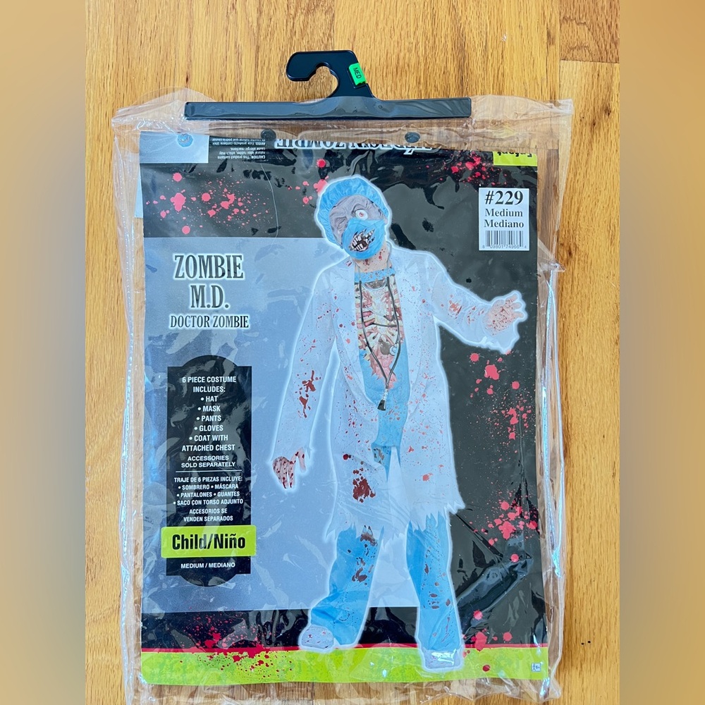 Zombie Doctor Kids Costume with stethoscope no hat Halloweensize M 8-10y - Picture 2 of 15